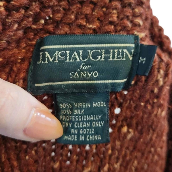 J. McLaughlin Vintage Wool Blend Chunky Cable Knit Cardigan Size M - Picture 4 of 5